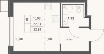 Планировка: Студия, 22,8 м²