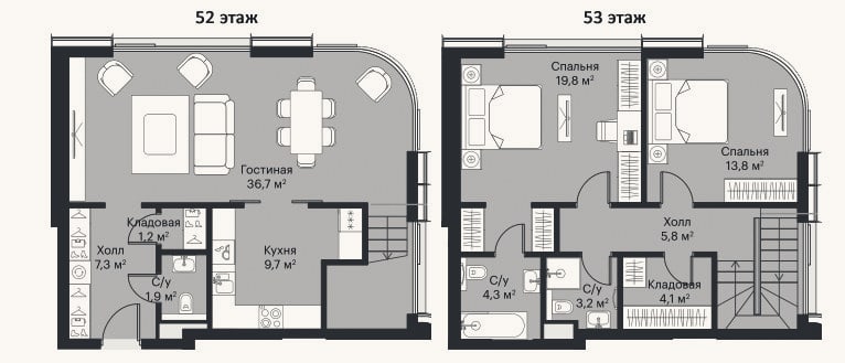 Планировка: 3-к, 104,6 м²