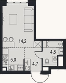 Планировка: Студия, 28,7 м²