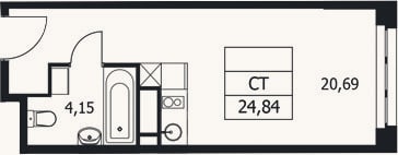 Планировка: Студия, 24,8 м²