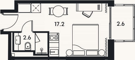 Планировка: Студия, 19,8 м²