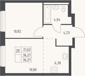Планировка: 2-к, 36,3 м²