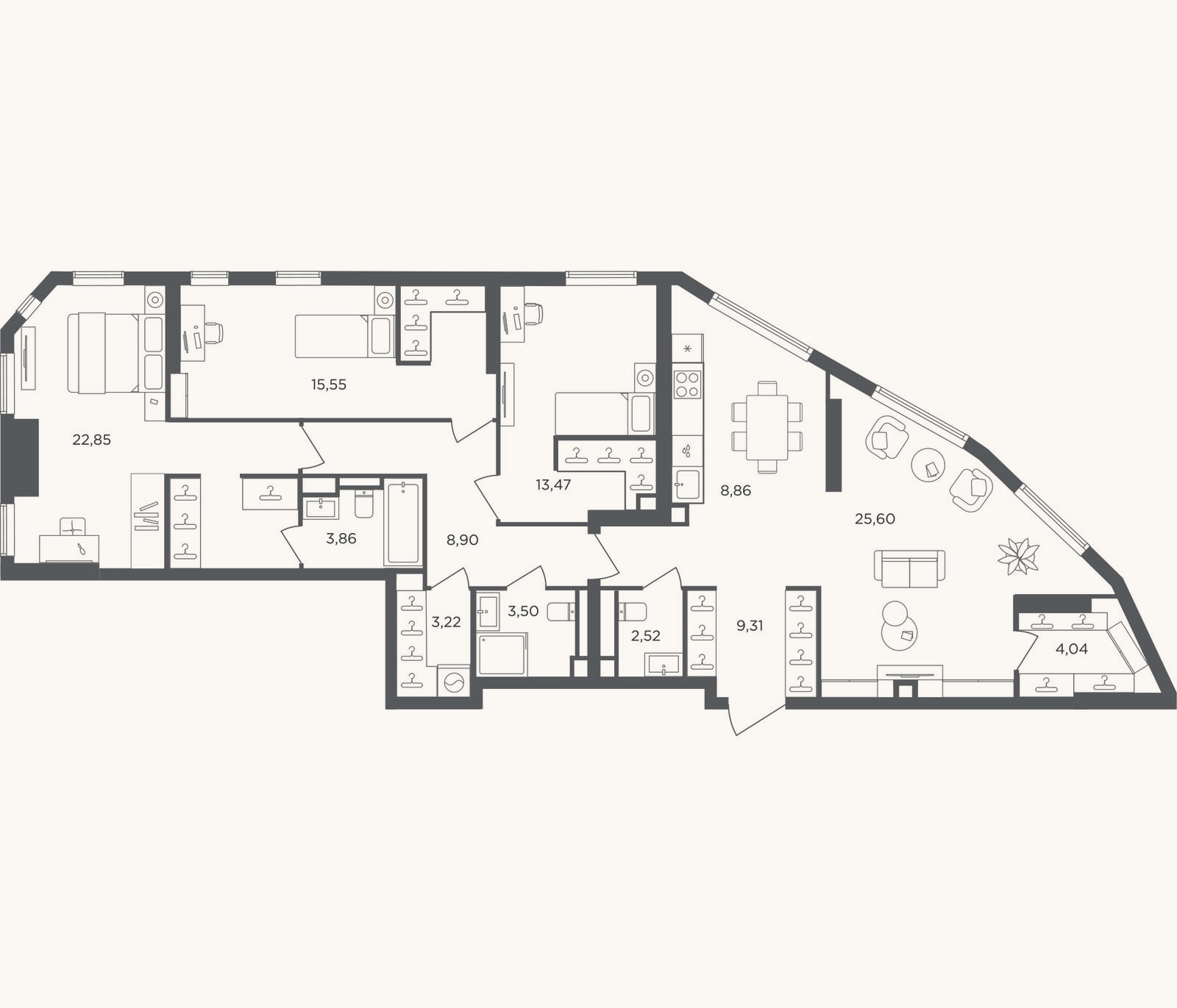 Планировка: 4+ к, 121,7 м²