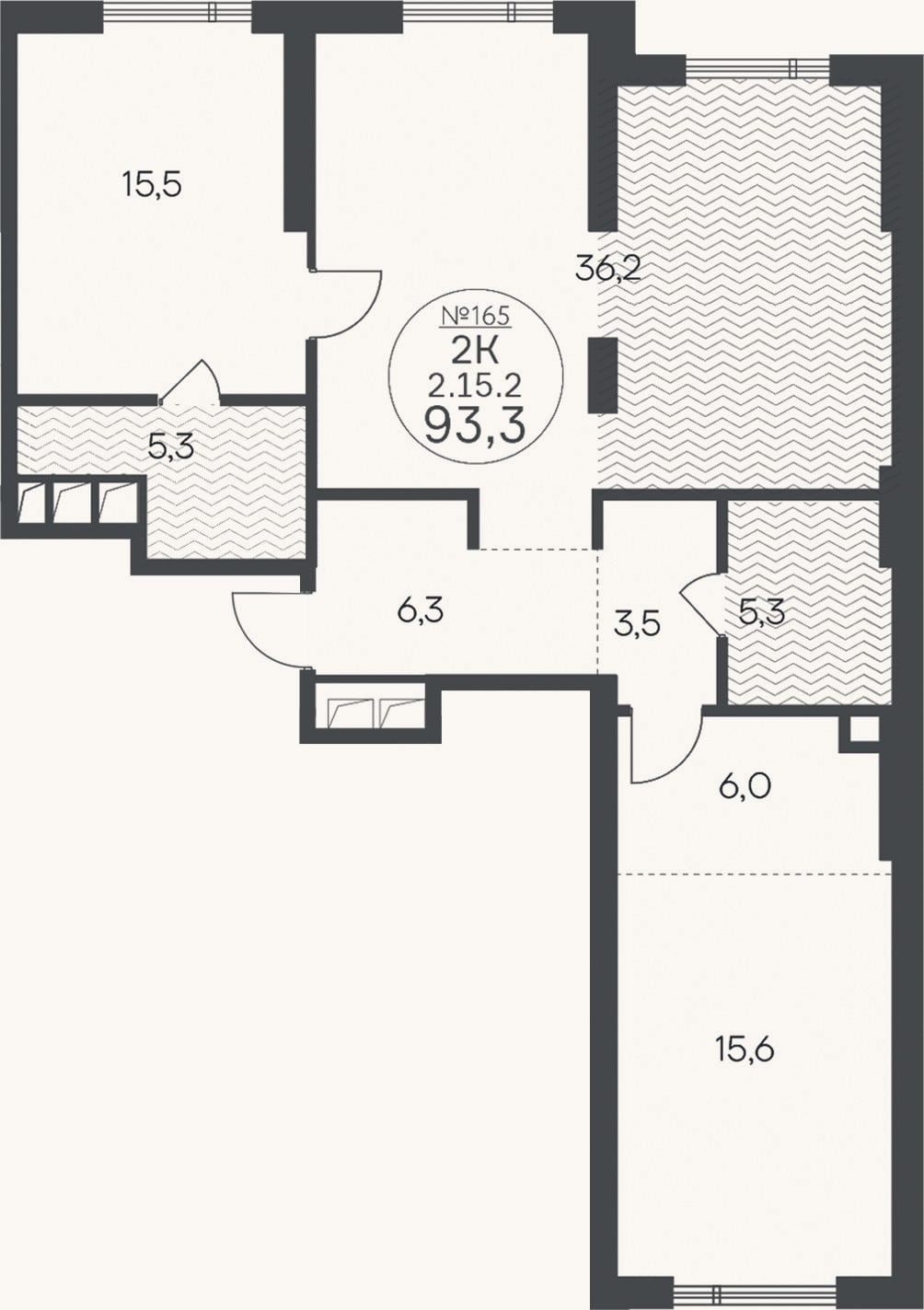 Планировка: 3-к, 93,7 м²