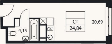 Планировка: Студия, 24,8 м²
