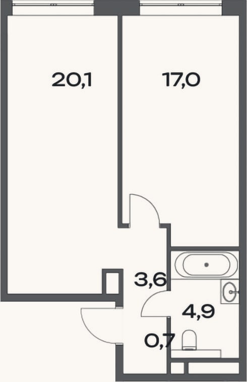 Планировка: 2-к, 46,3 м²
