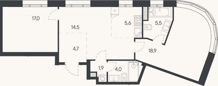 Планировка: 3-к, 72,1 м²