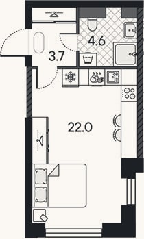 Планировка: Студия, 30,3 м²