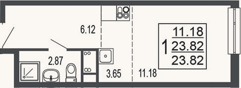 Планировка: Студия, 24,3 м²