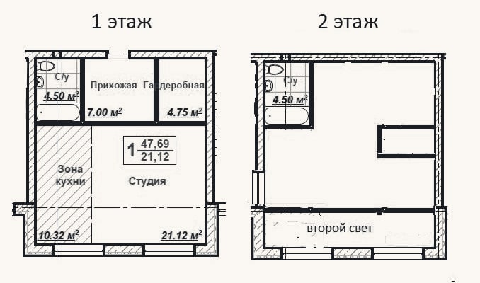 Планировка: 2-к, 93 м²