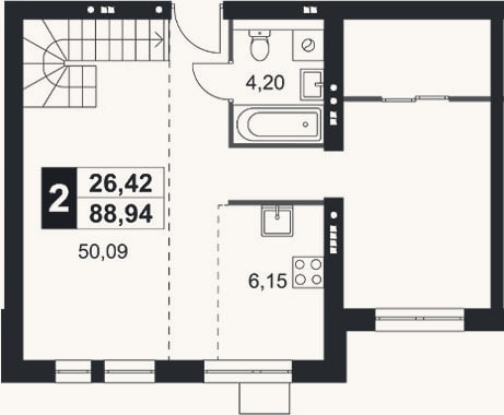 Планировка: 3-к, 79,1 м²