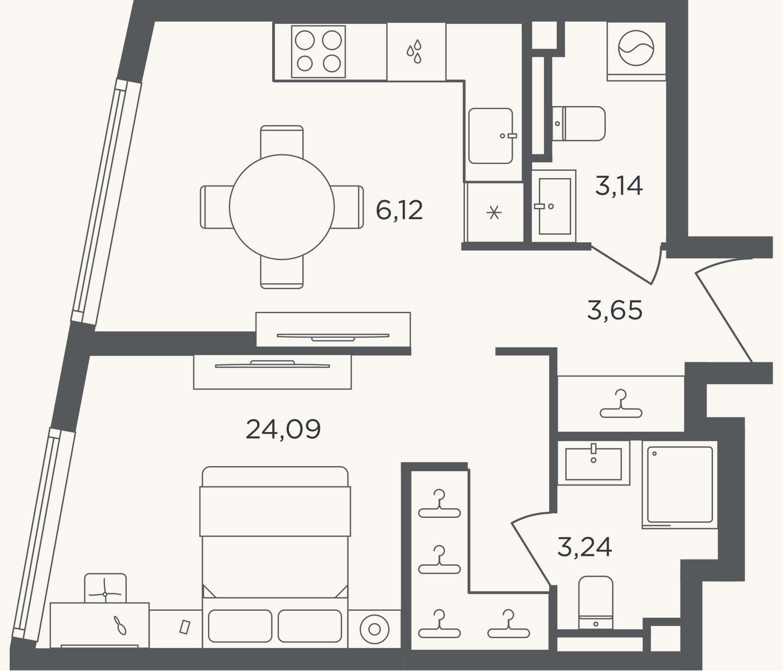 Планировка: Студия, 40,2 м²