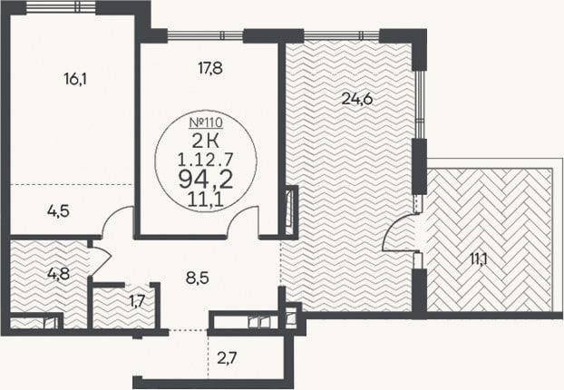 Планировка: 3-к, 83,1 м²