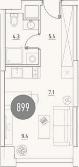 Планировка: Студия, 26,2 м²