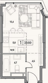 Планировка: Студия, 29,5 м²