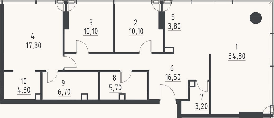Планировка: 4+ к, 113 м²