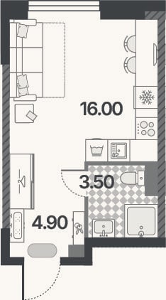 Планировка: Студия, 24,4 м²