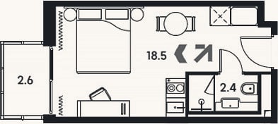 Планировка: Студия, 20,9 м²