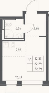 Планировка: Студия, 22,3 м²