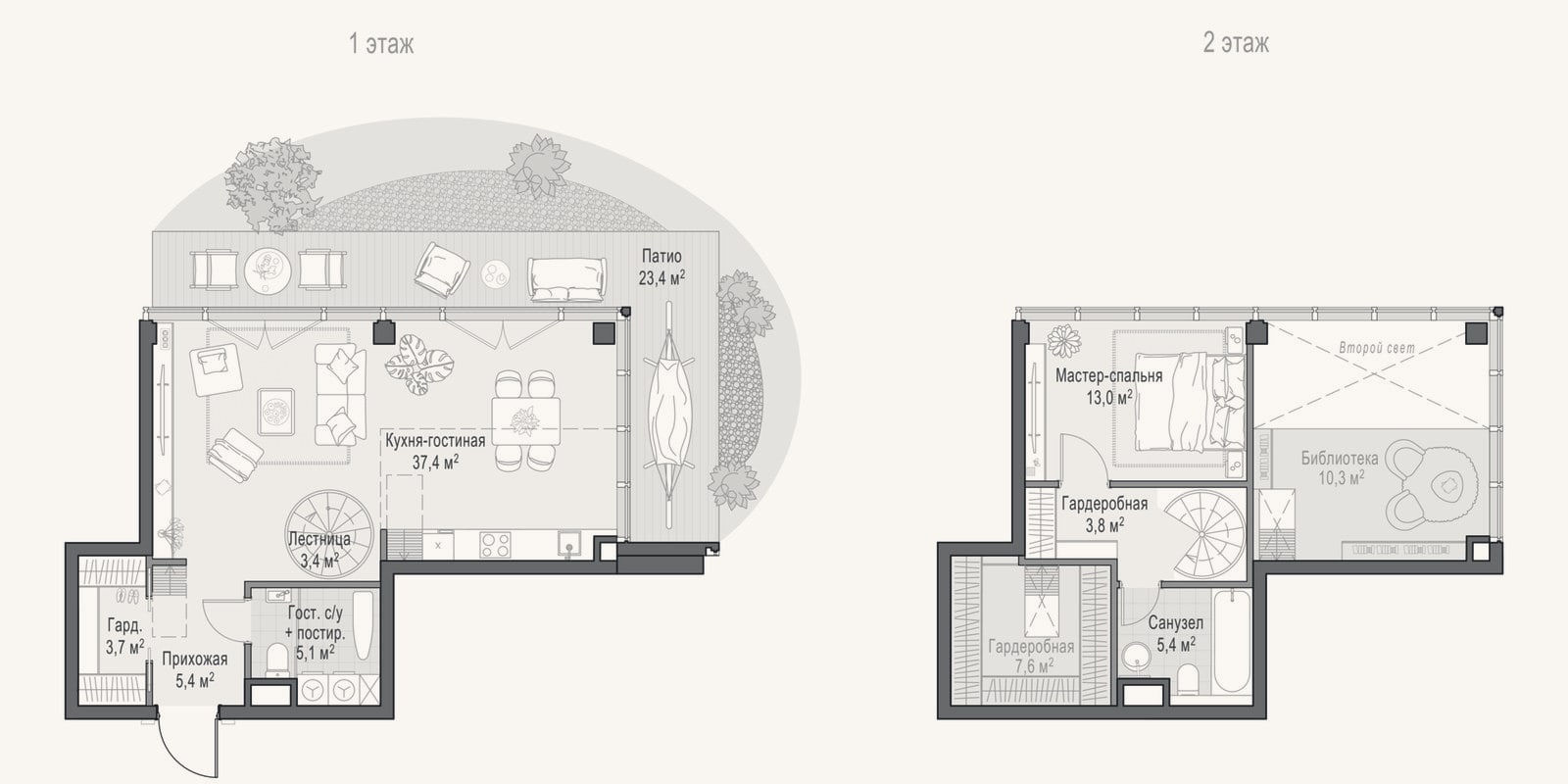Планировка: 2-к, 77,7 м²