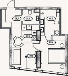 Планировка: 2-к, 44,2 м²