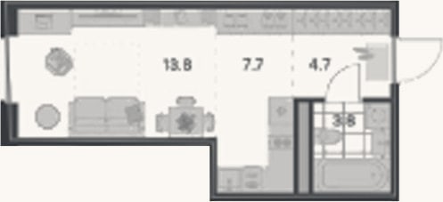 Планировка: Студия, 30 м²