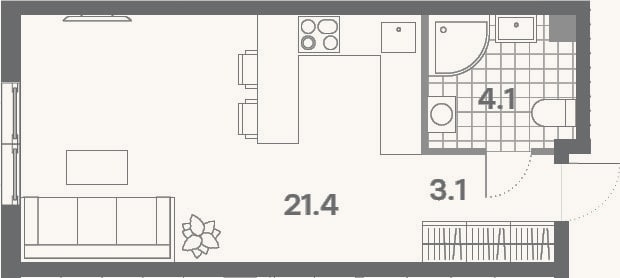 Планировка: Студия, 28,6 м²