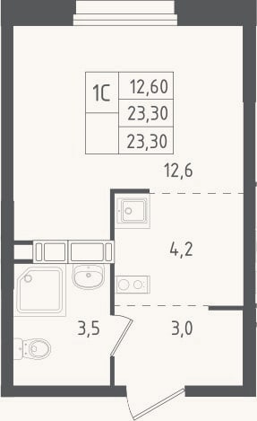 Планировка: Студия, 23,3 м²