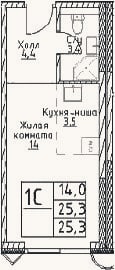 Планировка: Студия, 25,3 м²