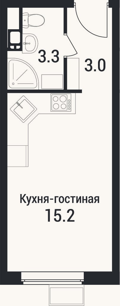 Планировка: Студия, 21,5 м²