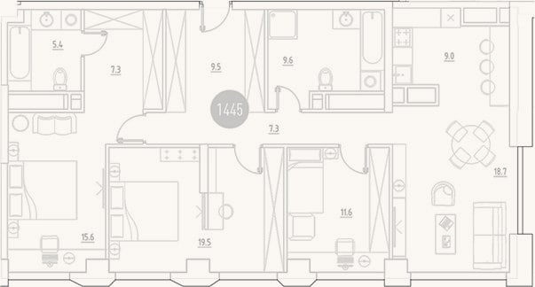 Планировка: 4+ к, 113,5 м²