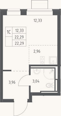Планировка: Студия, 22,3 м²