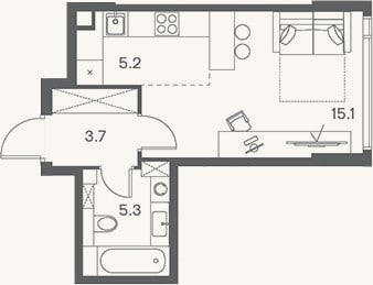 Планировка: Студия, 29,3 м²