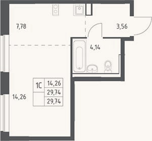 Планировка: Студия, 29,7 м²
