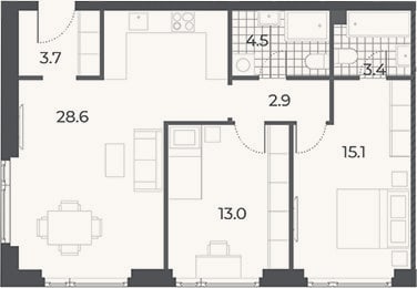 Планировка: 3-к, 71,2 м²