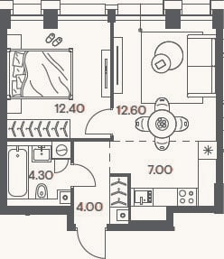 Планировка: 2-к, 40,3 м²