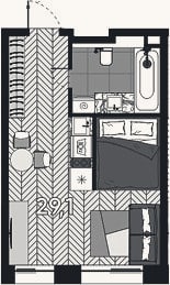 Планировка: Студия, 29,1 м²