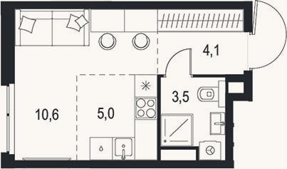 Планировка: Студия, 23,2 м²