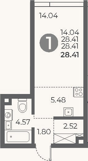 Планировка: Студия, 28,4 м²