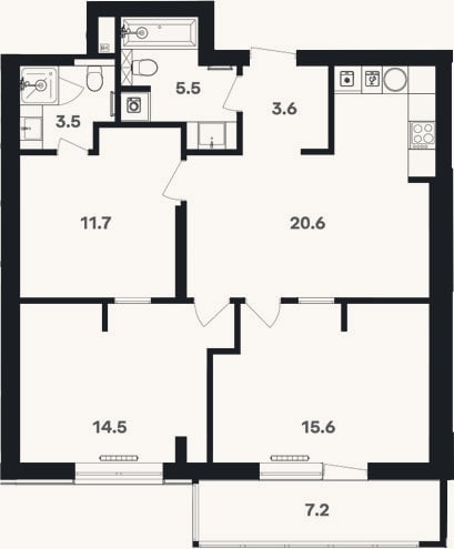 Планировка: Своб. план., 77,7 м²