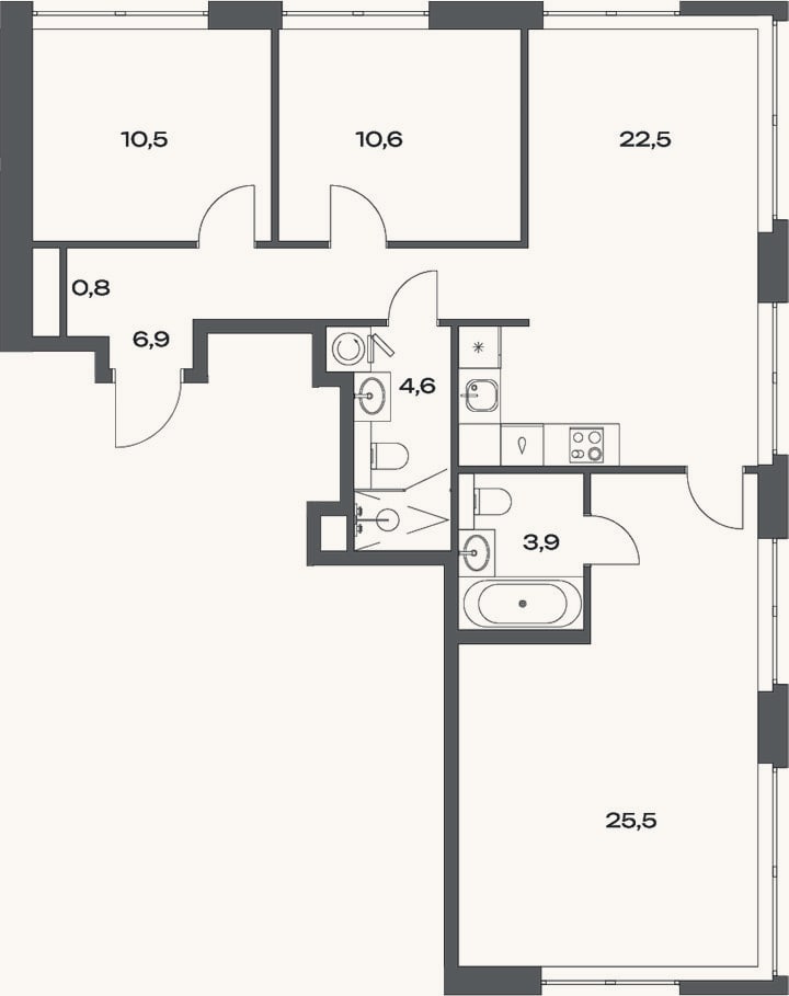 Планировка: 4+ к, 86,4 м²