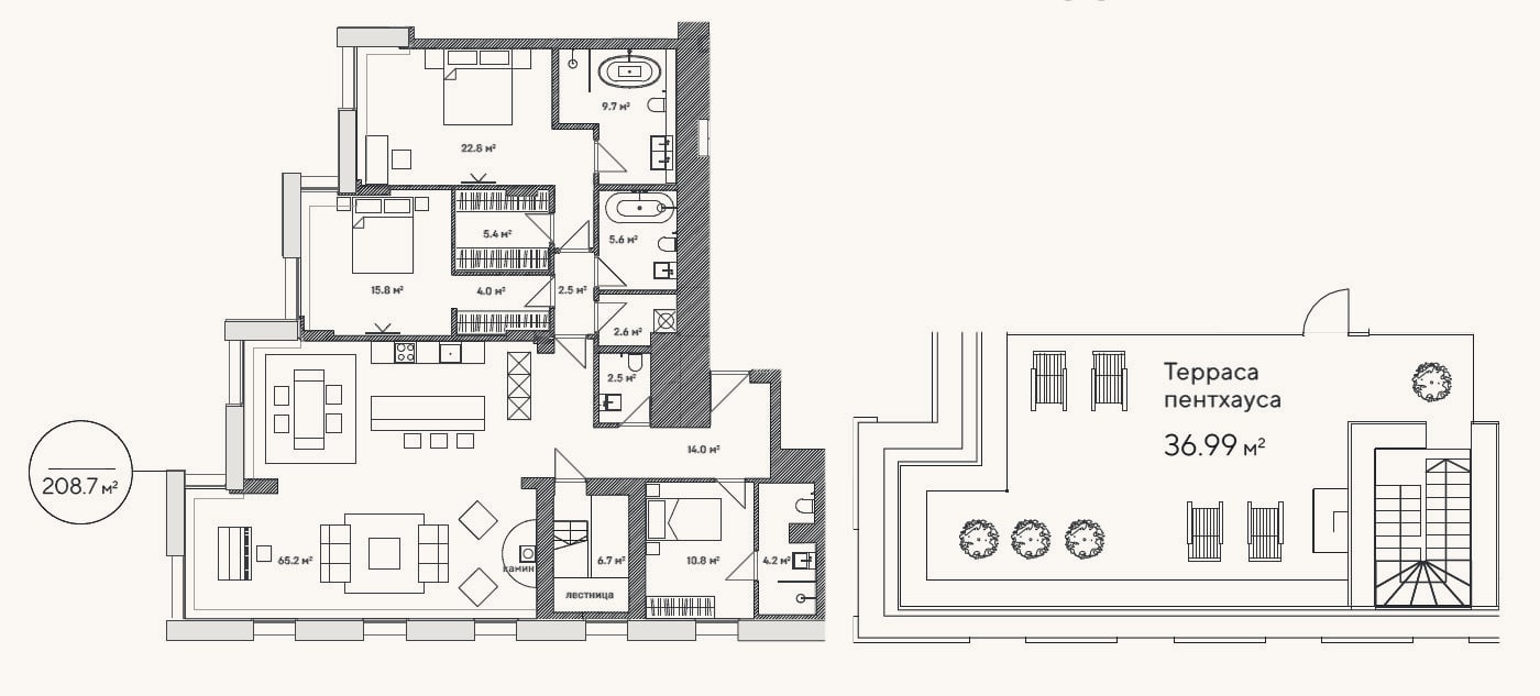 Планировка: 4+ к, 176,4 м²