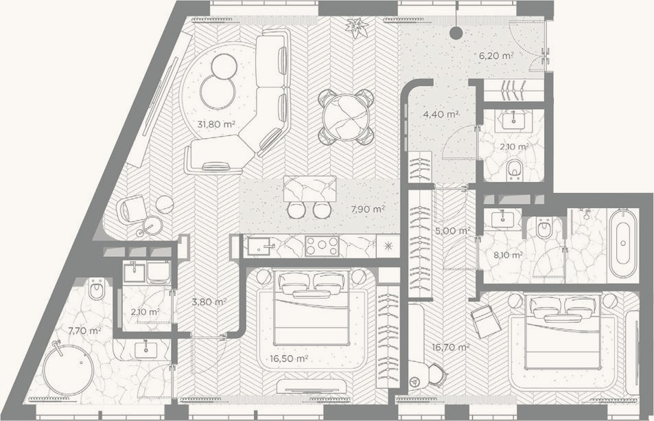 Планировка: 2-к, 112,3 м²