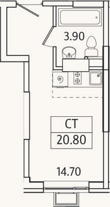 Планировка: Студия, 20,8 м²