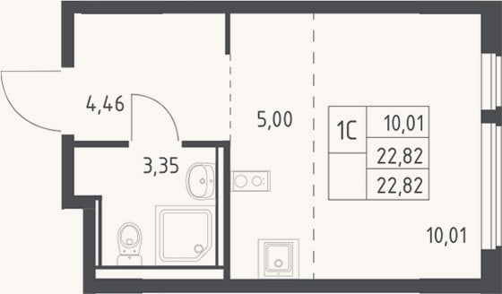 Планировка: Студия, 22,8 м²