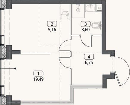 Планировка: Студия, 35 м²