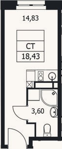 Планировка: Студия, 18,4 м²