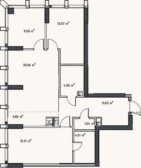 Планировка: 4+ к, 85,2 м²