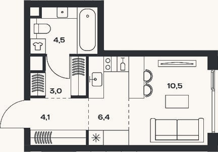 Планировка: Студия, 29,8 м²
