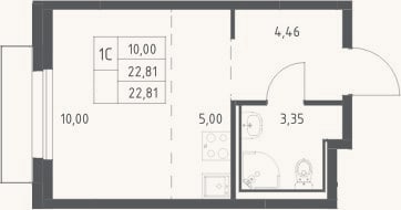 Планировка: Студия, 22,8 м²